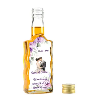 Sticla decorata nunta, 200 ml, model stof 2 001